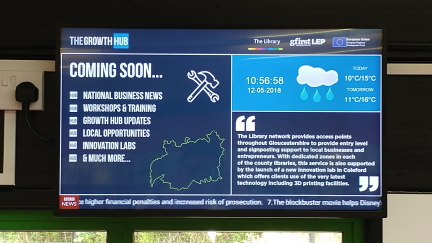 Quedgeley Library display screen